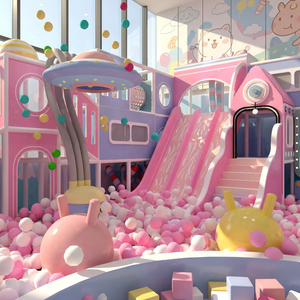 Aoleao Piscine à balles souple personnalisée rose et bleue Macaron Space, aire de jeux intérieure haute capacité pour enfants, vente en gros, certifiée CE TUV - Product Image 1