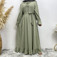 Multi Palette Abaya Robe Drapée Douce Col Volant Taille Attachée Réglable Park Strolls Boutique Sourcing