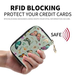 กระเป๋าใบเล็ก Cottagecore ลายดอกไม้และผีเสื้อ, กระเป๋าใส่บัตรแบบซิป RFID ขนาดกะทัดรัดพร้อมห่วงโลหะรูปตัว O, ของขวัญที่สมบูรณ์แบบสำหรับเธอ - Product Image 2