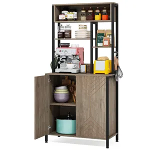 Tribesigns Freestanding Kitchen Utility Storage Shelf Bakers Rack with Cabinet Kitchen Dish Bowls Storage Cabinet