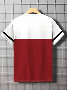 Camiseta de manga corta para hombre, informal, con estampado de letras y bloques de color, para uso diario, fábrica de ropa de verano, personalización disponible. F10 - Product Image 2