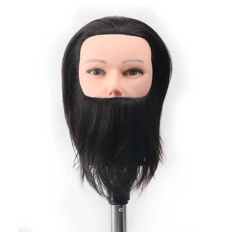 Groothandel Heren Kort Haar 100% Echt Mensenhaar Model Met Baard Praktijk Dummy Pop Hoofd Menselijk Haar Training Mannequin Hoofd