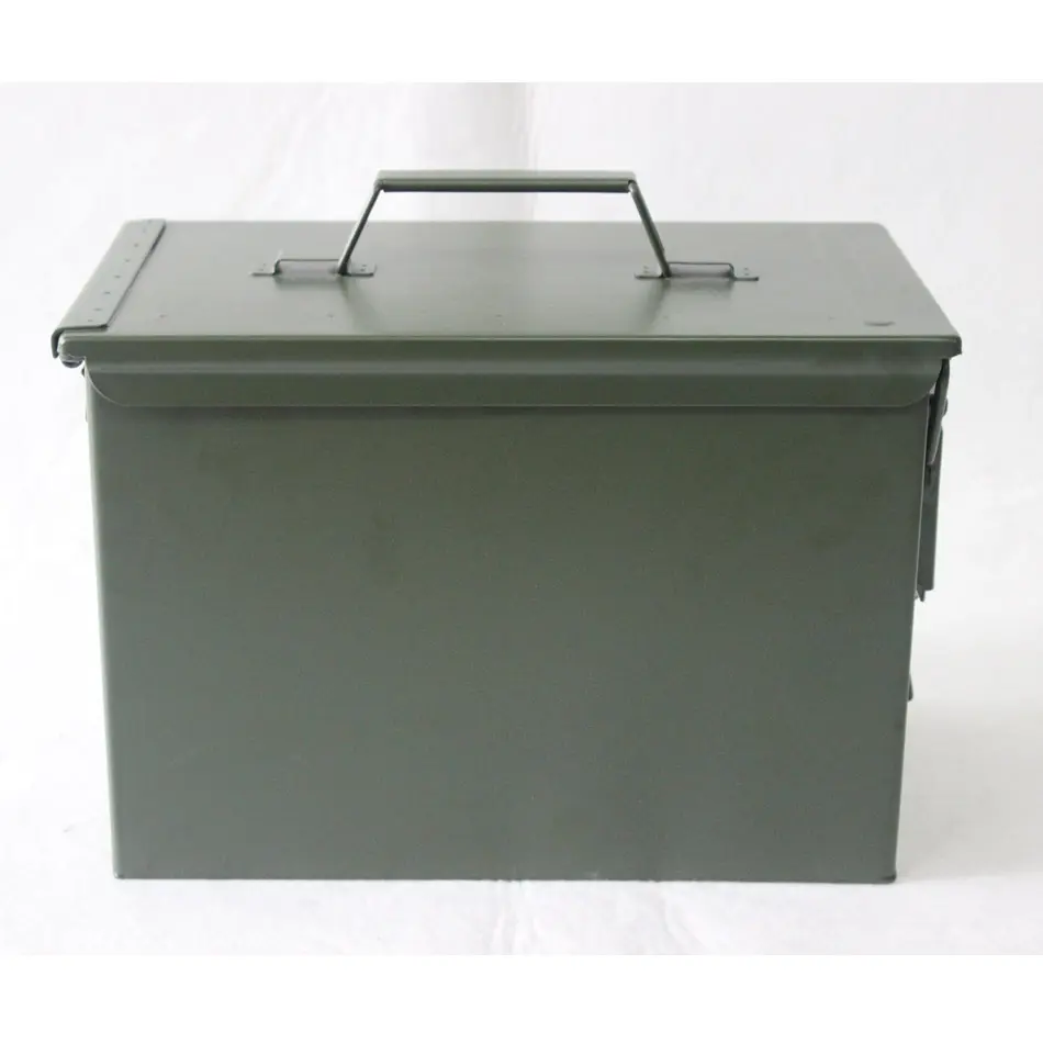Boîte à munitions en acier métallique solide vert A19A1 boîte à munitions vide robuste et pratique étui de transport