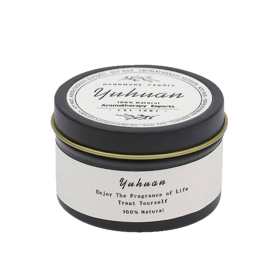 Soy Wax Scented Candle Luxury Wood Wick Black Tin Jar Home Fragrance ...