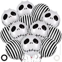 Set de Globos de Aluminio para Halloween: Esqueleto, Rayas Blancas y Negras, Pesadilla, BOO, Calabaza, Fantasma, Primer Cumpleaños, Baby Shower, Decoración para Fiestas Temáticas