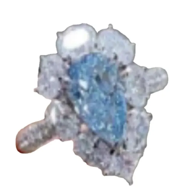 1.72 ct랩 그로운 다이아몬드, 배 컷, IGI SH,CVD, 팬시 블루 링, 약혼 반지, 럭셔리 세팅