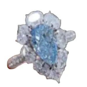 1.72 Ct Lab-grown Diamond Pear Cut IGI SH CVD Fancy Blue Ring Engagement Ring Luxury Setting