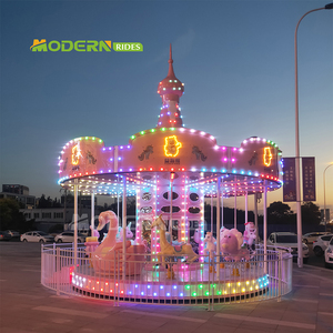 Manèges pour enfants, équipement de parc d'attractions familial Luna Park, carrousel en acier et fibre de verre à 16 places, intérieur/extérieur - Product Image 1