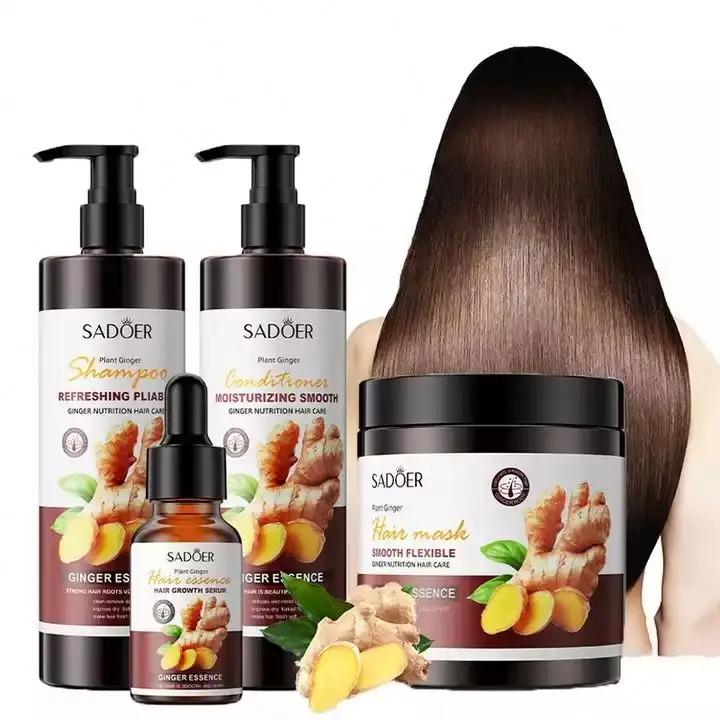 OEM SADOER private label zenzero orgainc cura naturale shampoo balsamo olio di controllo nuova bellezza nutriente maschera per capelli
