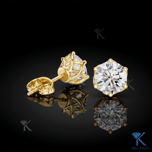 Lab Grown Diamond Solitaire Stud <b>Earrings</b> 6 Prong Crown Tulip Setting 14K/18K <b>Solid</b> Gold Women's Jewelry Wedding Party - Product Image 1