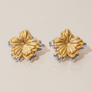 BOUCLES D'OREILLES FLEURS MÉLANGÉES CRÉATIVES À VOIES MULTIPLES Dazan NOUVEAU 2025 <span class=keywords><strong>INS</strong></span> Bijoux en acier inoxydable hypoallergénique plaqués or 18 carats - Product Image 4