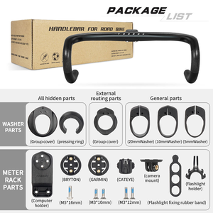 Guidon de vélo de route TOSEEK avec passage de câbles interne complet, guidon intégré en fibre de carbone T800 Di2 avec support pour ordinateur de vélo - Product Image 6