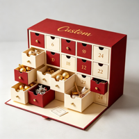 Boîte cadeau calendrier de l'avent personnalisée, boîte en papier multi-compartiments pour cadeau surprise de Noël