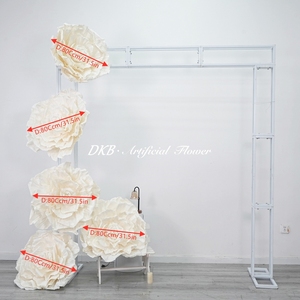Fleurs décoratives artificielles géantes en soie blanches pour événements, décorations de toile de fond de mariage, fleurs énormes - Product Image 2