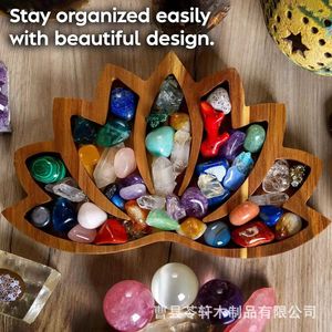 Caja de almacenamiento de cristal de madera transfronteriza con diseño de loto, para llaves, joyas y piedras preciosas, organizador de escritorio - Product Image 5