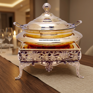 Indian Brass Metal Modern Casting Catering Chafing Dish <b>Buffet</b> Food Warmer Server Gold-Plated Finish for Hotels Restaurants - Product Image 2