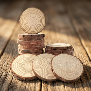 Tranches de logo rond en bois de pin naturel tenture murale écologique sous-verre d'arbre blanc uni rustique personnalisé pour la décoration de la <span class=keywords><strong>maison</strong></span> - Product Image 2