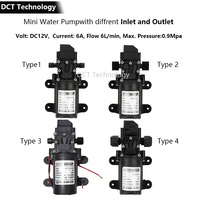 Pompa Diafragma Motor Kuningan Ganda Self-Priming, Penyemprot Listrik Kecil untuk Cuci Mobil dan Pertanian Bertekanan Tinggi DC12V 7-9 L/mnt