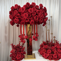 IFG Vente flash Centre de table en forme de rose rouge de 100 cm de diamètre pour la décoration de table de mariage
