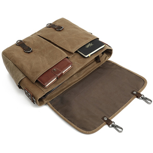 Sac à dos diagonal en toile pour hommes et femmes sac de photographie à épaule unique décontracté avec couche supérieure sac à main en cuir Crazy Horse - Product Image 3
