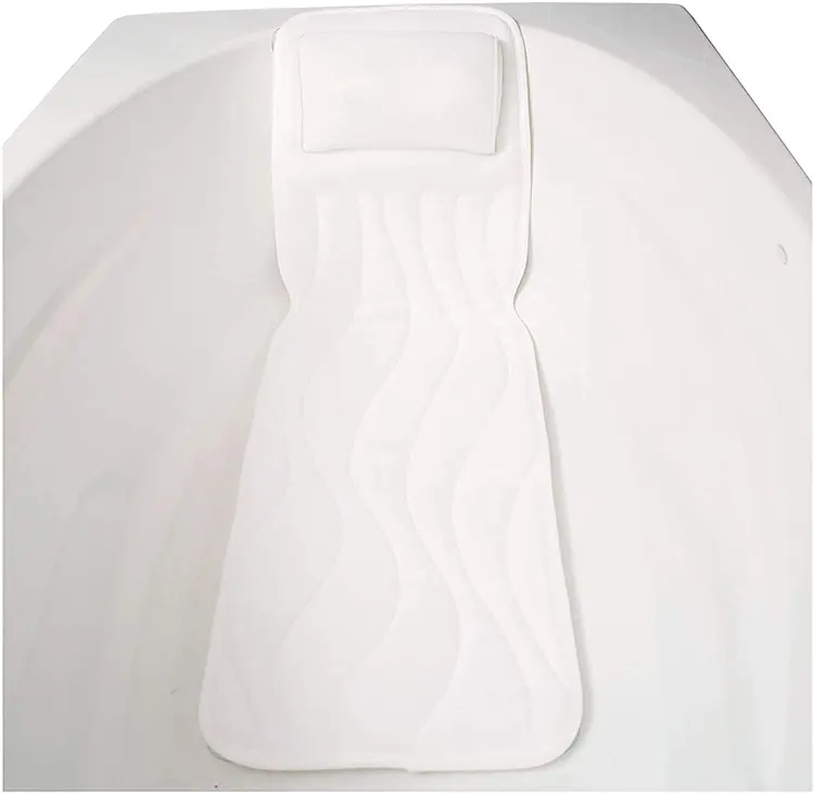 Oreiller de bain ergonomique doux, coussin appui-tête de luxe blanc, pour le corps, avec ventouses