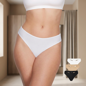 Culotte string sans couture en coton biologique pour femme, respirante, tricotée, ultra-fine, taille basse, couleur unie, douce et légère - Product Image 2