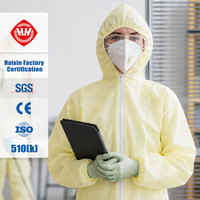 Combinaison de protection intégrale Hubei Haixin avec capuche et manchons élastiques, combinaison jetable, fabricant, vente en gros