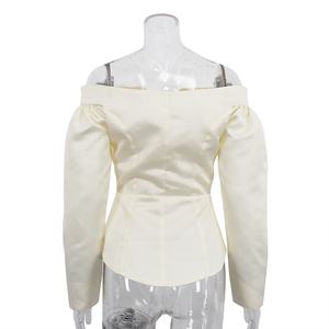 2025 senza spalline con bendaggio Beige senza spalline alla moda con <span class=keywords><strong>corsetto</strong></span> a manica lunga da donna - Product Image 5