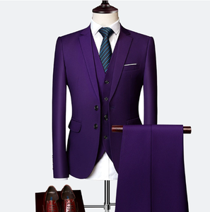 Nouveau <span class=keywords><strong>costume</strong></span> d'affaires hommes trois pièces simple boutonnage Long plat britannique Slim Fit robe <span class=keywords><strong>de</strong></span> mariée multicolore <span class=keywords><strong>grande</strong></span> <span class=keywords><strong>taille</strong></span> garçons d'honneur - Product Image 4