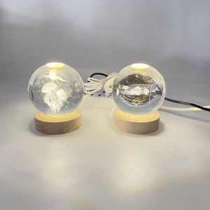 3D Art Crystal Ball Night Lamp Luminous Decoration <b>Plug</b>-In Modern Bedroom LED Night <b>Lights</b> - Product Image 4