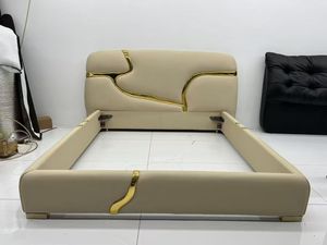 Ensemble de chambre à coucher moderne de luxe, lit king size, ensemble de lit en cuir italien de luxe, lit moderne de villa de luxe - Product Image 3