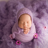 Ensemble de bonnet et d'écharpe en laine mohair pour nouveau-né, accessoire de photographie pour bébé, tenue de pose pour photographie de nourrisson, accessoire de studio