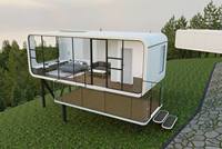Capsule de bureau modulaire préfabriquée de luxe gris foncé en panneaux sandwich, style cabine industrielle, portable pour jardin extérieur