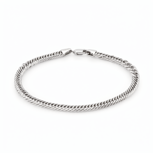 Bracelet lariat robuste en platine Pt950 blanc à triple fermoir, maillons plats décalés, unisexe, cadeau durable, minimaliste, pour le voyage - Product Image 1