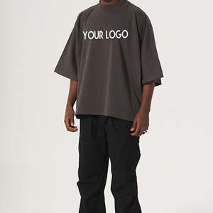 2025 t-shirt uni pour hommes chemise Dtg directe à vêtement impression 300Gsm surdimensionné haute rue porter t-shirt pour hommes hommes Boxy T-Shirts - Product Image 3