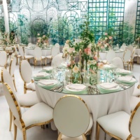 Chaises d'hôtel en acier inoxydable Mary White en cuir PU pour banquets, mariages, événements, fêtes et salles de réception, restaurants