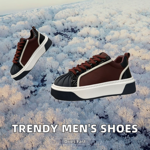 Elegantes Zapatos Deportivos Casuales para Hombre, Transpirables, Ligeros, con Suela Gruesa, para Invierno/Primavera, Parte Superior de Cuero Plano, Modernos y Cómodos - Product Image 4