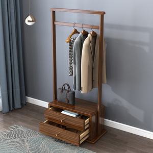 Porte-manteaux verticaux en bois de noyer avec tiroir pour suspendre les vêtements, meubles de salon - Product Image 6