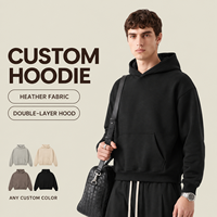 Sweat-shirt à capuche surdimensionné personnalisé unisexe en mélange de coton chiné, pull à épaules tombantes, fabricant OEM ODM pour marque privée
