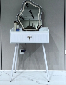 Wholesale Simple Style Bedroom <b>Dressing</b> Furniture LED Round <b>Mirror</b> Makeup <b>Vanity</b> Desk With Storage Drawers - Product Image 1