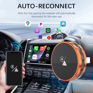 Adaptateur CarPlay sans fil 2 en 1, compatible avec Wired to Orange, contrôle CarPlay sans fil et Android Auto, plug & play - Product Image 3