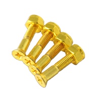 Vis de fixation dorées pour skateboard, écrous de kingpin, boulons d'axe blancs, en métal aluminium, pour double rocker adulte, portables