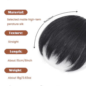 LH27 Peluca de Cabello Humano con Flequillo, Clip para Fijar, Negro Natural, Flequillo Corto para Mujer, Estilo Anime, Flequillo Sin Costuras - Product Image 3