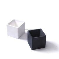 Jardinière carrée noire en béton avec trou de drainage, pot respirant en ciment pour plantes succulentes, couleur personnalisée, logo, vente en gros