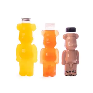 Hot Selling Bottle King 350ml 500ml 700ml Bear Plastic Bottle With Screw Cap PET Beverage Milk Tea Juice Bottles With Lid