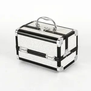 GLARY glitter güzellik makyaj çantası kutulu ayna sert makyaj kozmetik depolama seyahat çantası en çok satan alüminyum kozmetik çantası