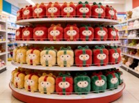 Coffret Cadeau Rouge de Noël : Peluche Douce avec Nœud Ruban Vert et Breloque Étoile pour Accrocher