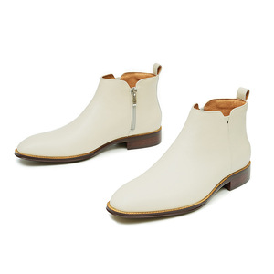 Botas Chelsea para Hombre, Blancas, de Cuero Genuino, Punta Puntiaguda, Estilo Slip-On, Tendencia de Moda para Todas las Temporadas - Product Image 5