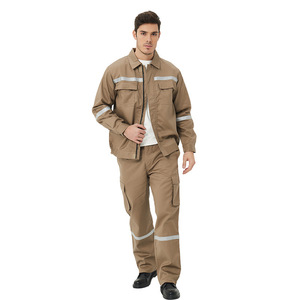 Ensemble de vêtements de travail en coton pour hommes Xk-22-1089, ignifuge, pour les travailleurs du charbon, de l'industrie chimique et du pétrole, design en deux parties, 260 g/m² - Product Image 1