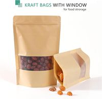 Sacs en papier kraft personnalisés, autoportants et auto-scellants, avec fenêtre, pour l'emballage de thé, de noix et d'aliments